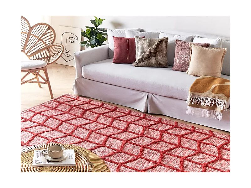 Teppich Baumwolle rot 160 x 230 cm geometrisches Muster SIVAS