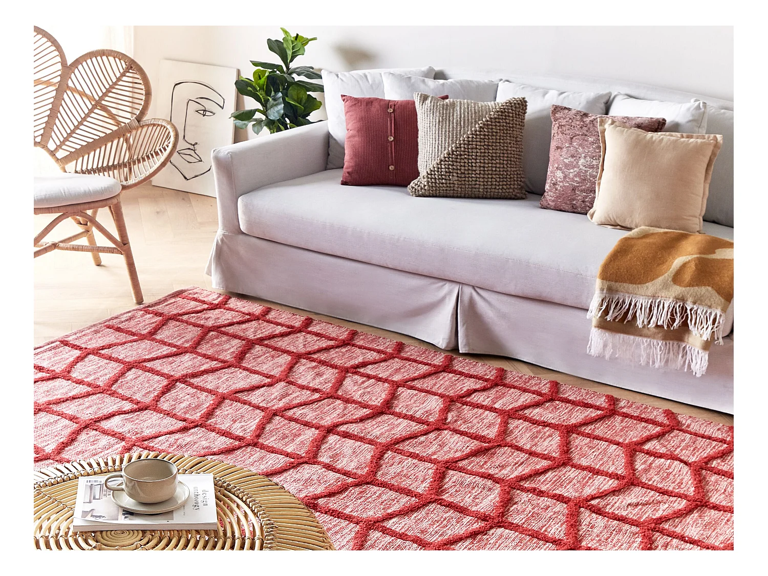 Vloerkleed katoen rood 160 x 230 cm SIVAS