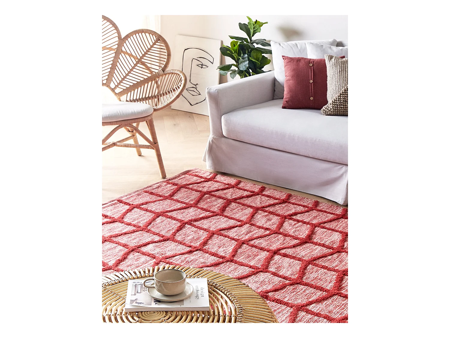 Teppich Baumwolle rot 160 x 230 cm geometrisches Muster SIVAS