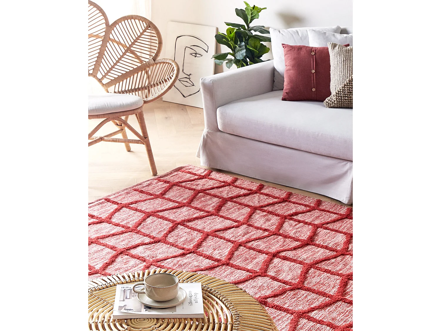 Vloerkleed katoen rood 160 x 230 cm SIVAS