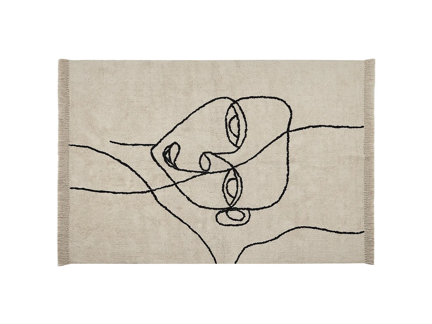 Tapis en coton beige et noir 160 x 230 cm NURU