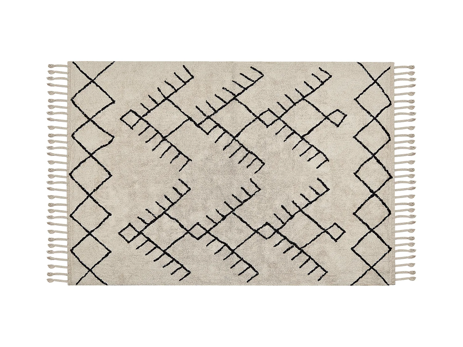Teppich Baumwolle beige mit geometrischem Muster rechteckig 140 x 200 cm Erler