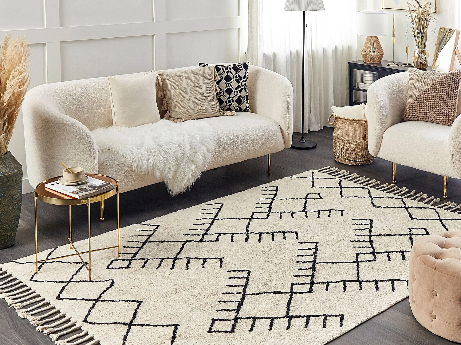 Tapis en coton beige et noir 140 x 200 cm ERLER