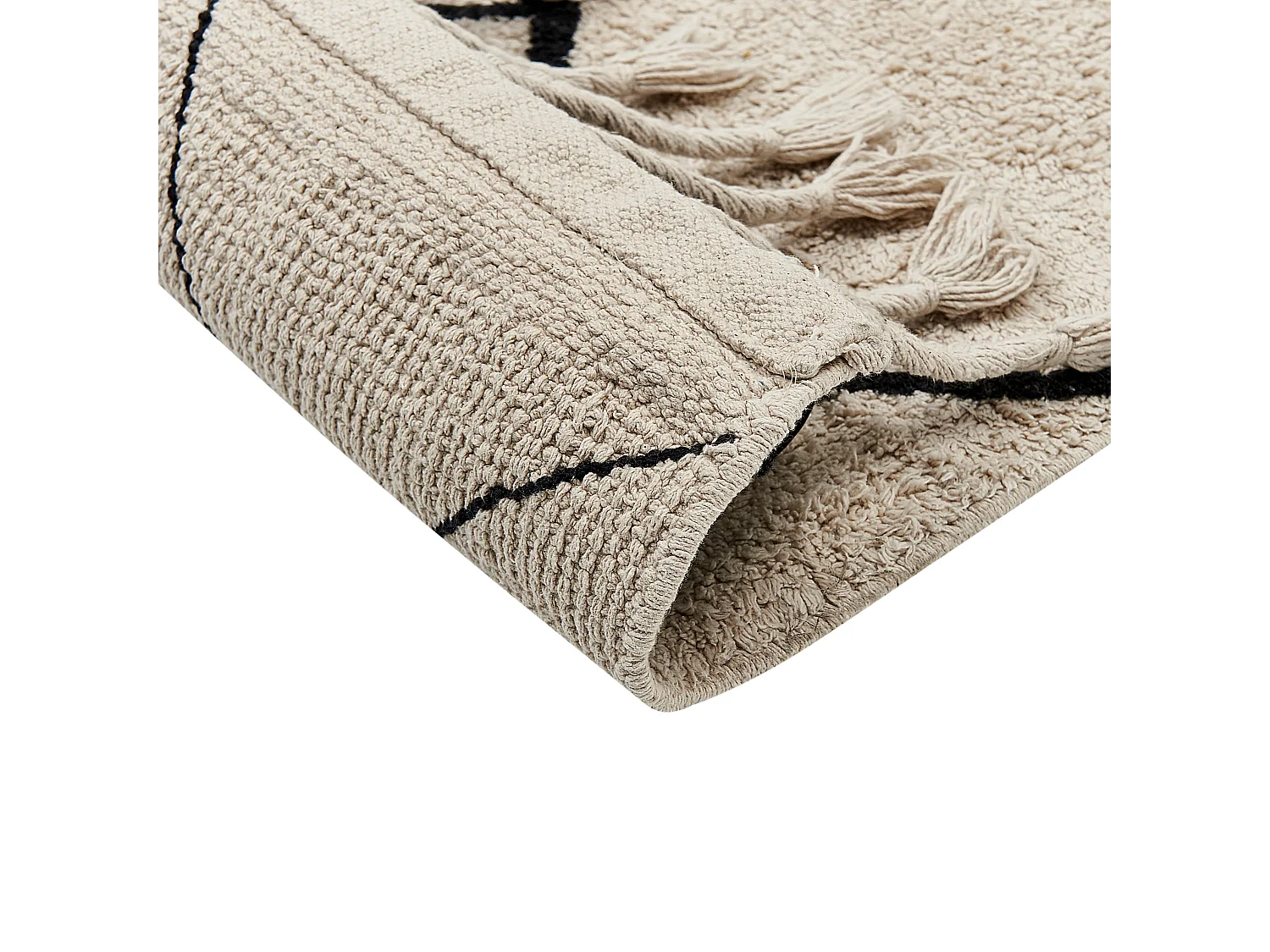 Teppich Baumwolle beige mit geometrischem Muster rechteckig 140 x 200 cm Erler