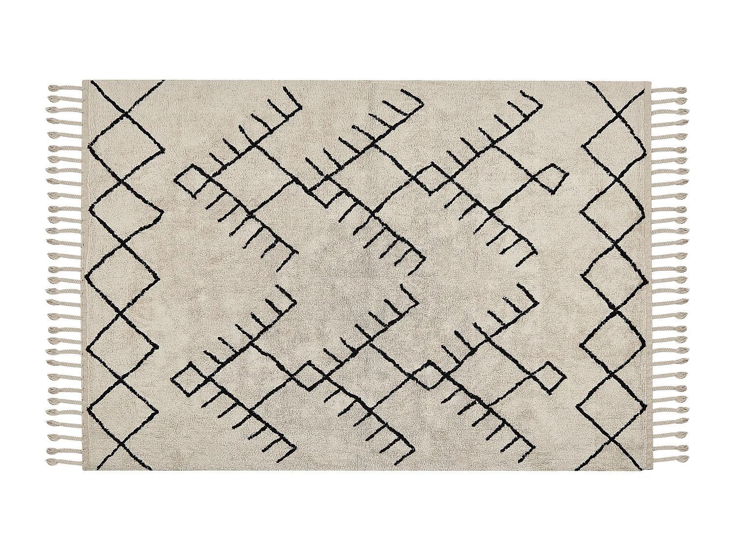Teppich Baumwolle beige mit geometrischem Muster rechteckig 140 x 200 cm Erler
