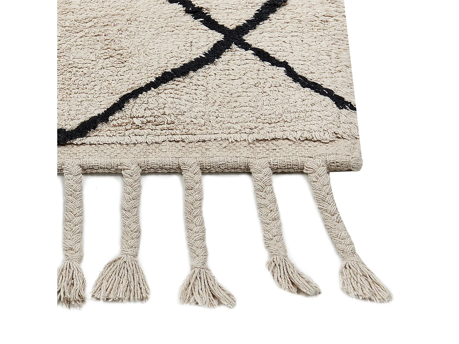 Teppich Baumwolle beige mit geometrischem Muster rechteckig 140 x 200 cm Erler