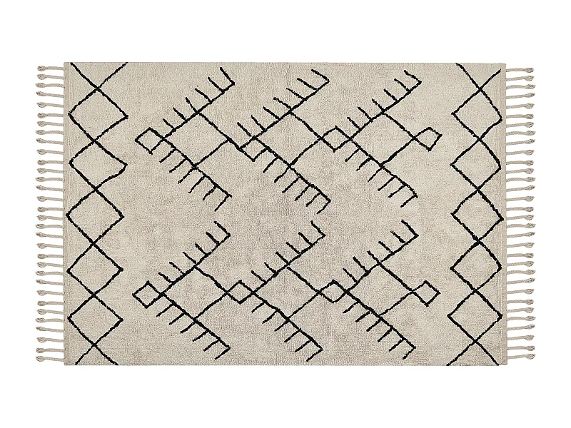 Tappeto cotone beige chiaro e nero 140 x 200 cm ERLER