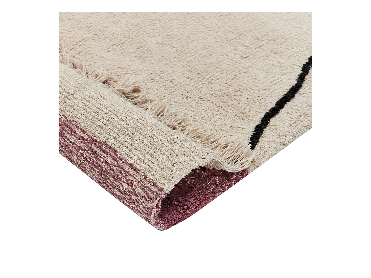 Alfombra de algodón beige claro/rosa 160 x 230 cm AFSAR