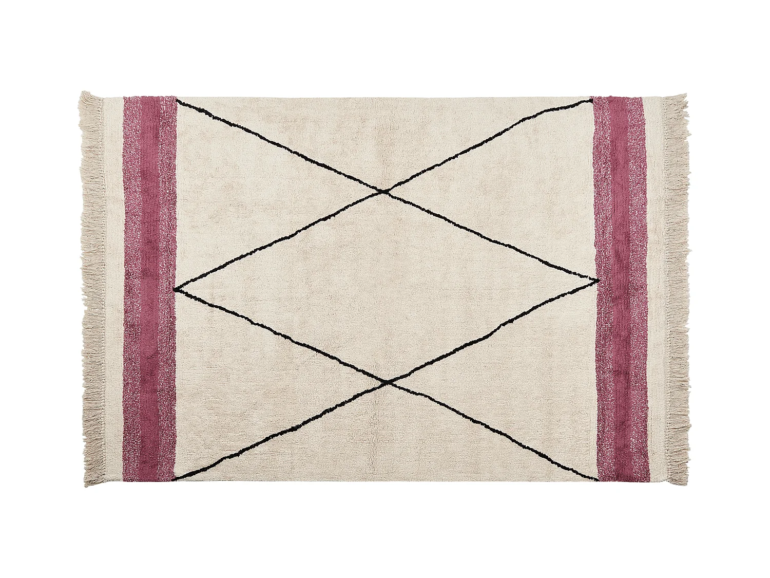 Teppich Baumwolle beige mit geometrischem Muster rechteckig 160 x 230 cm Afsar