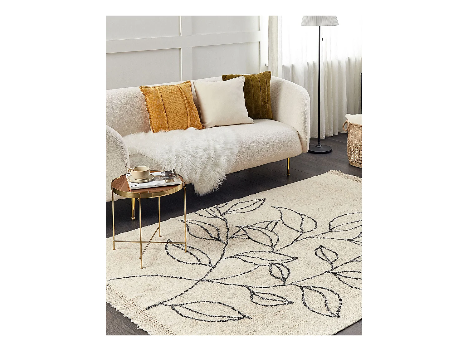 Tappeto cotone beige e nero 160 x 230 cm SAZLI