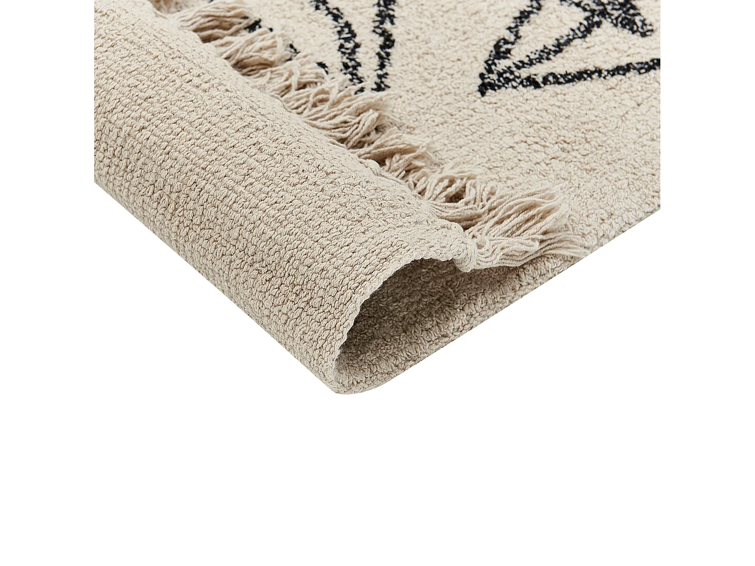 Teppich Baumwolle beige mit Blumenmuster rechteckig 160 x 230 cm Boho Sazli