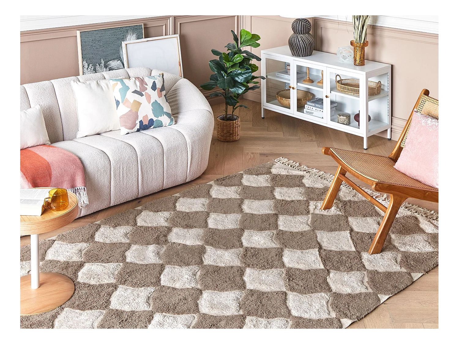 Tappeto cotone marrone e beige 160 x 230 cm SINOP