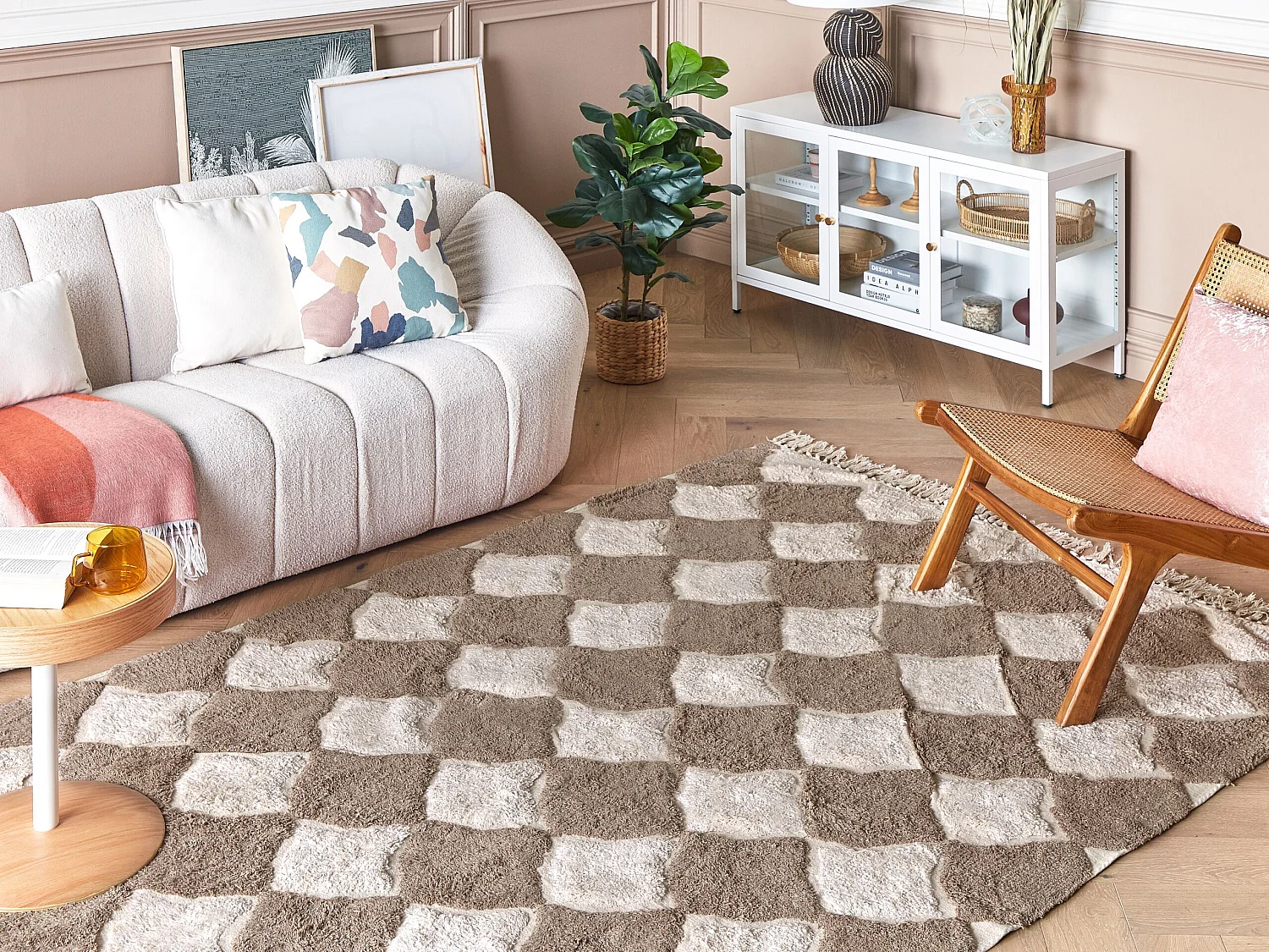 Tapis en coton marron et beige 160 x 230 cm SINOP