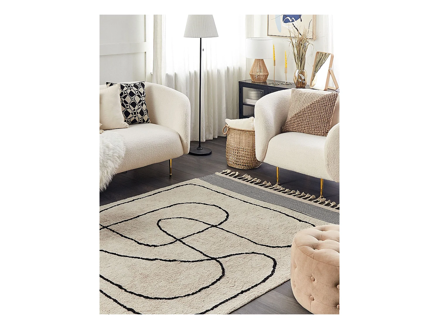 Tapis DOKUZ Beige 140 x 200 cm Coton