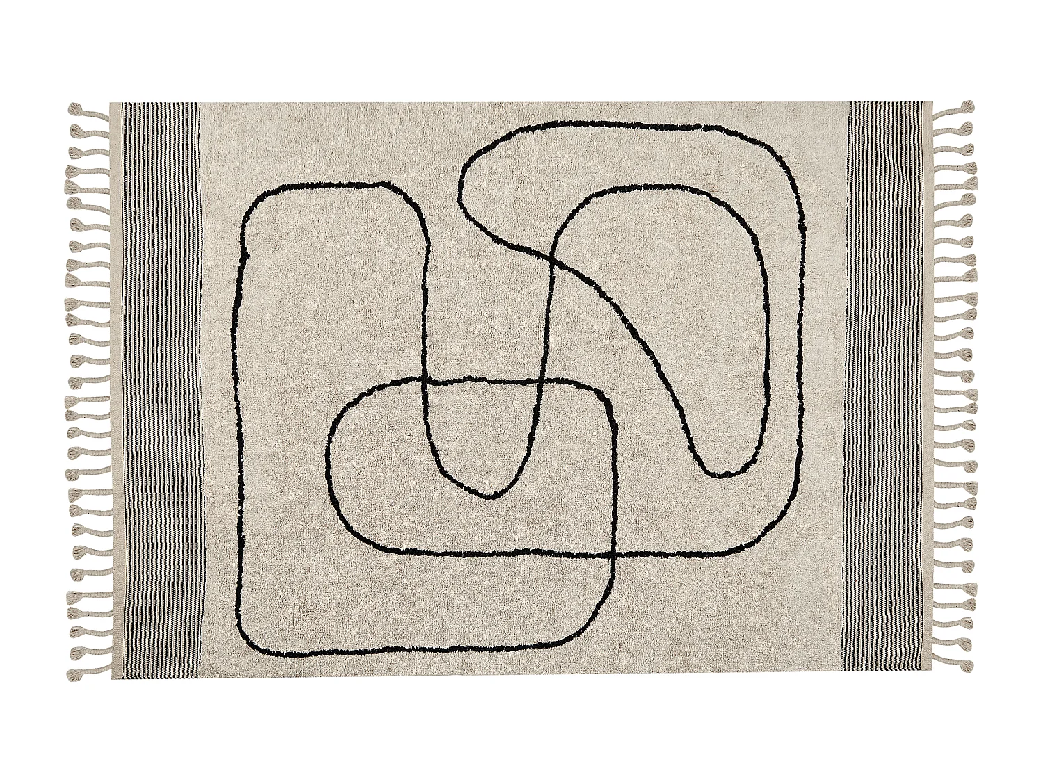 Dywan bawełniany 140 x 200 cm beżowo-czarny DOKUZ