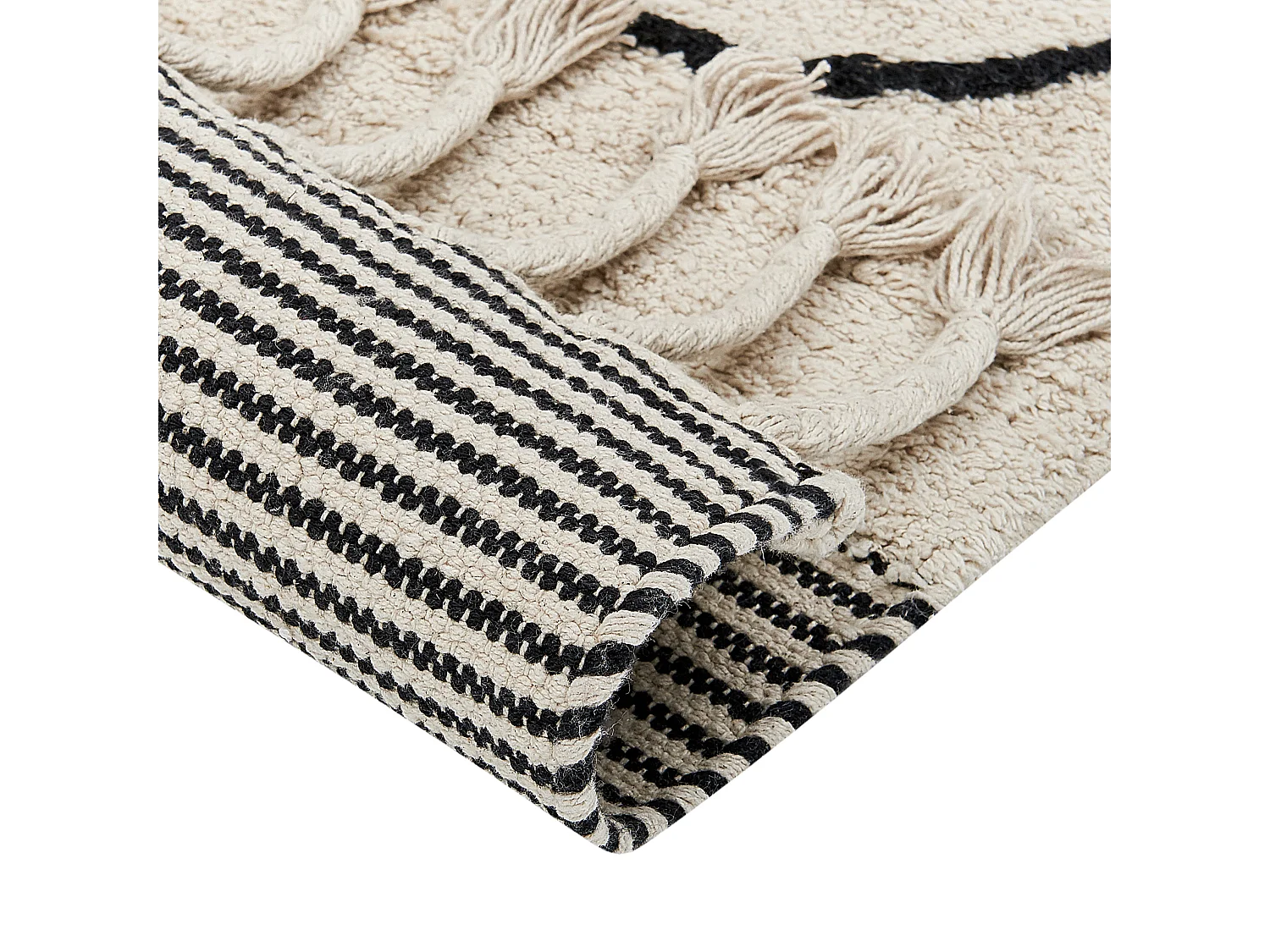 Dywan bawełniany 140 x 200 cm beżowo-czarny DOKUZ