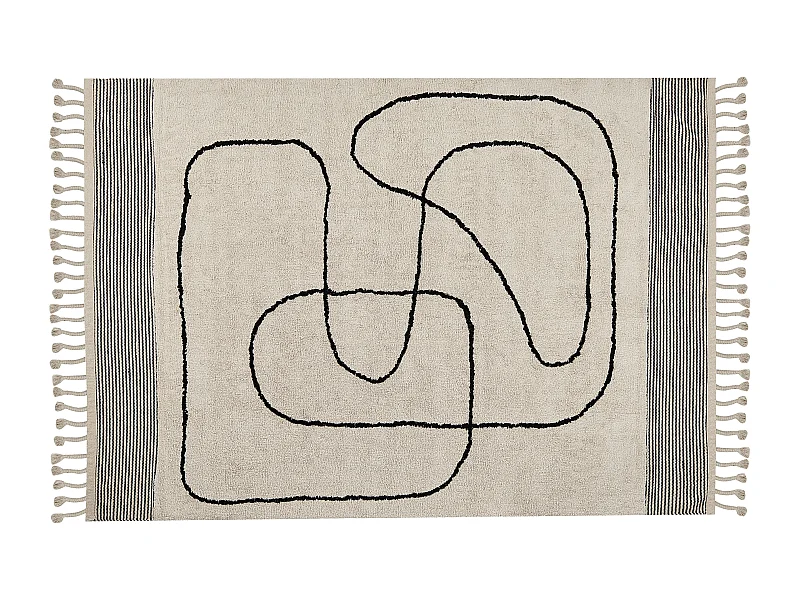 Tappeto cotone beige e nero 140 x 200 cm DOKUZ