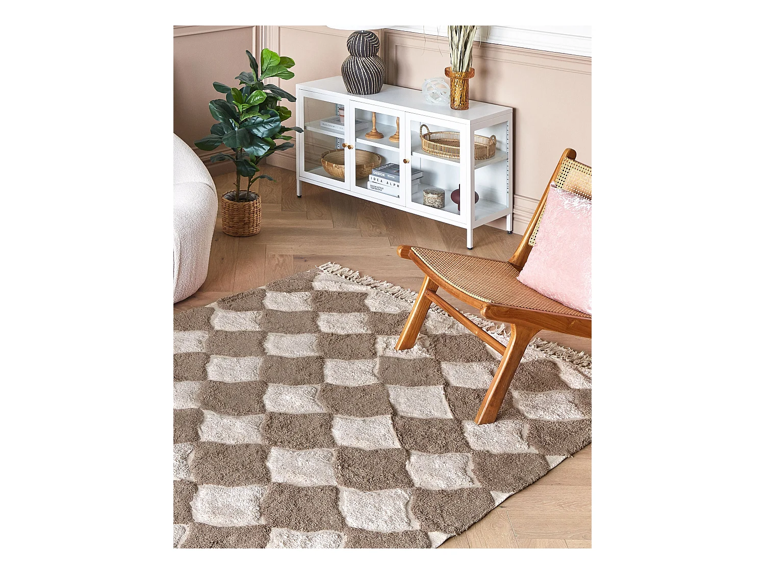 Alfombra de algodón marrón/beige 140 x 200 cm SINOP