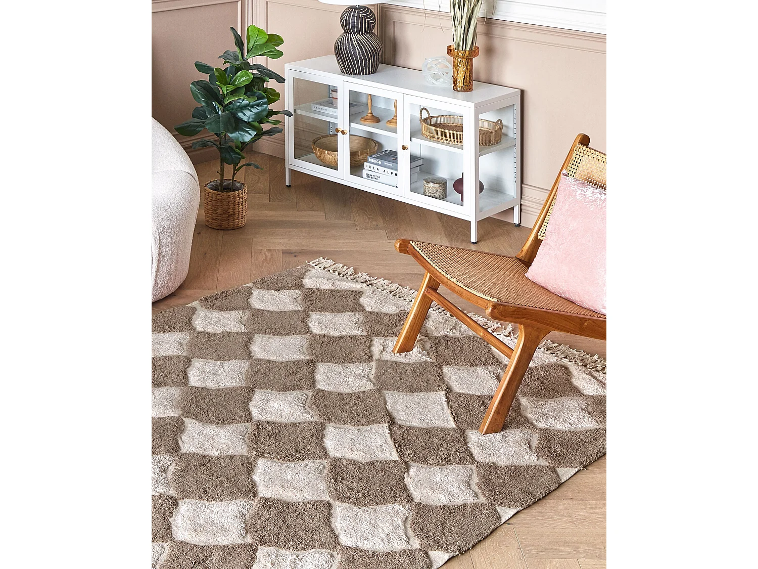 Tapis en coton marron et beige 140 x 200 cm SINOP
