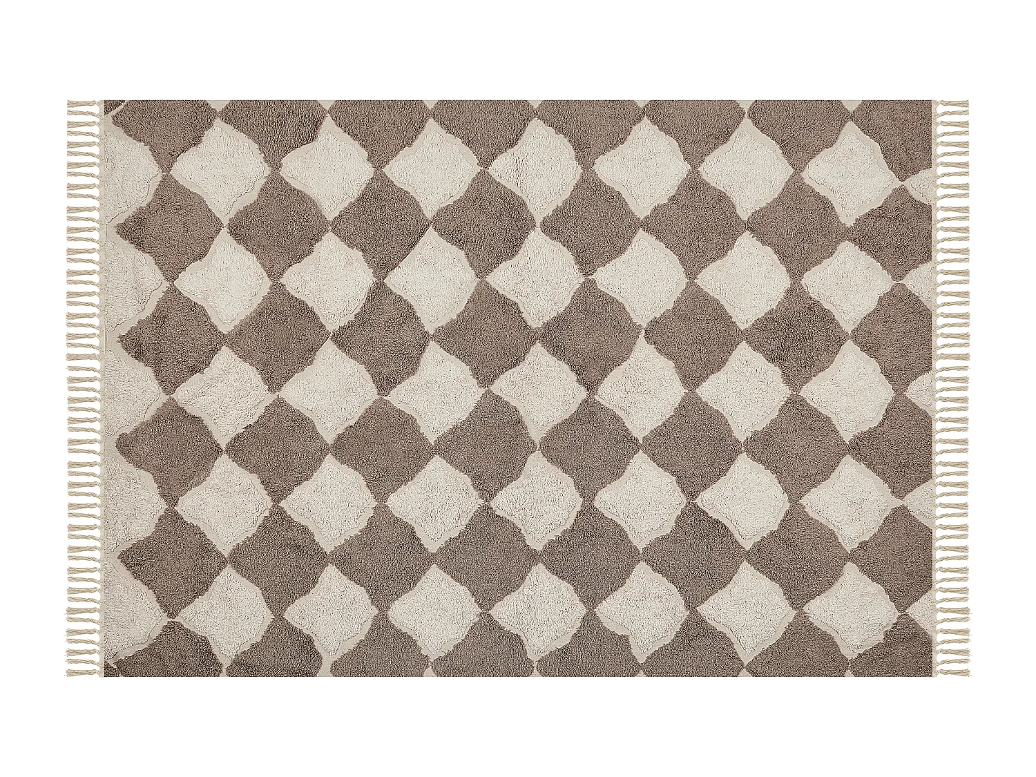 Teppich Baumwolle Muster braun / beige 140 x 200 cm mit Quasten Boho Sinop