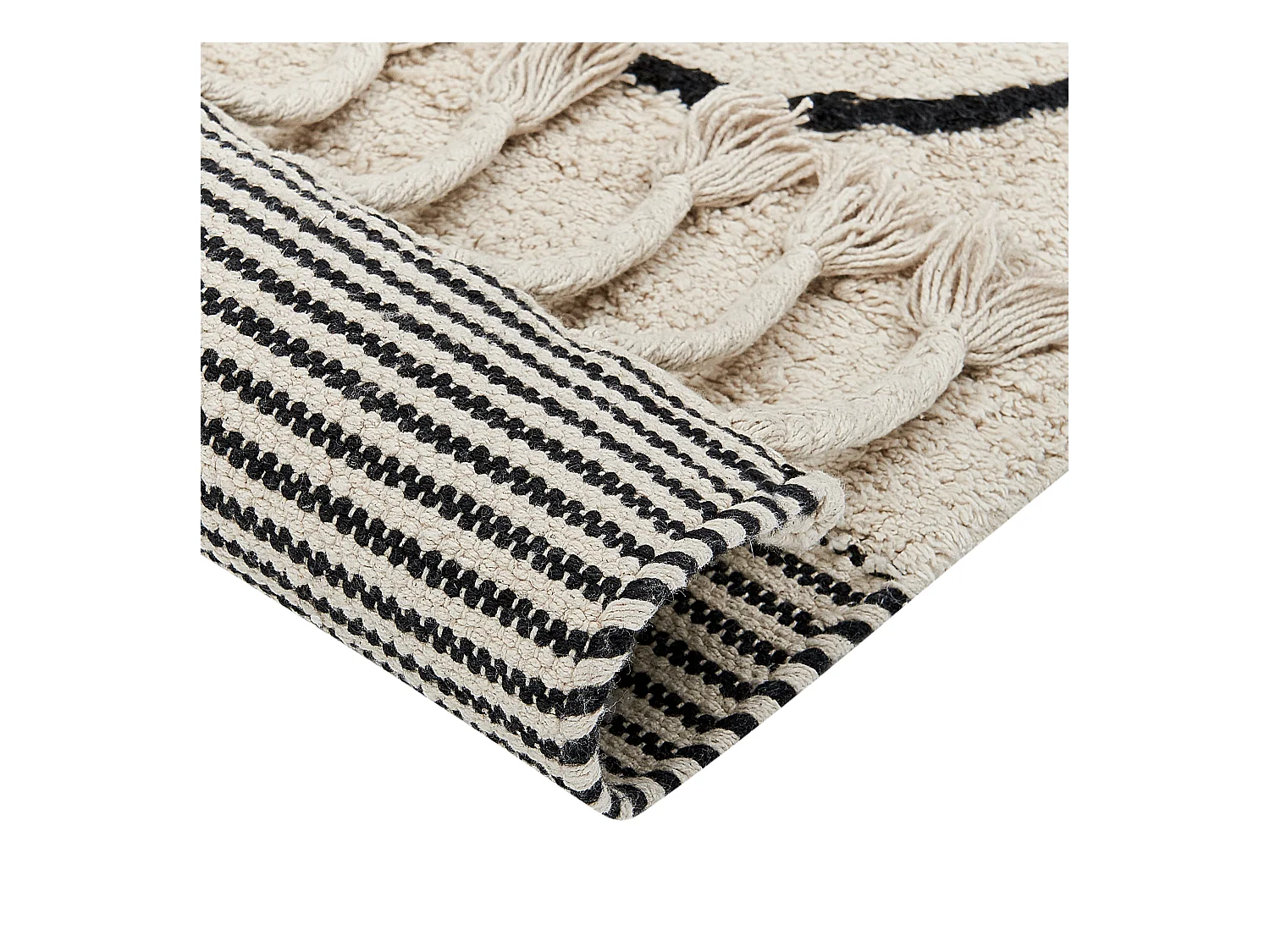 Tapete de algodão creme e preto 160 x 230 cm DOKUZ