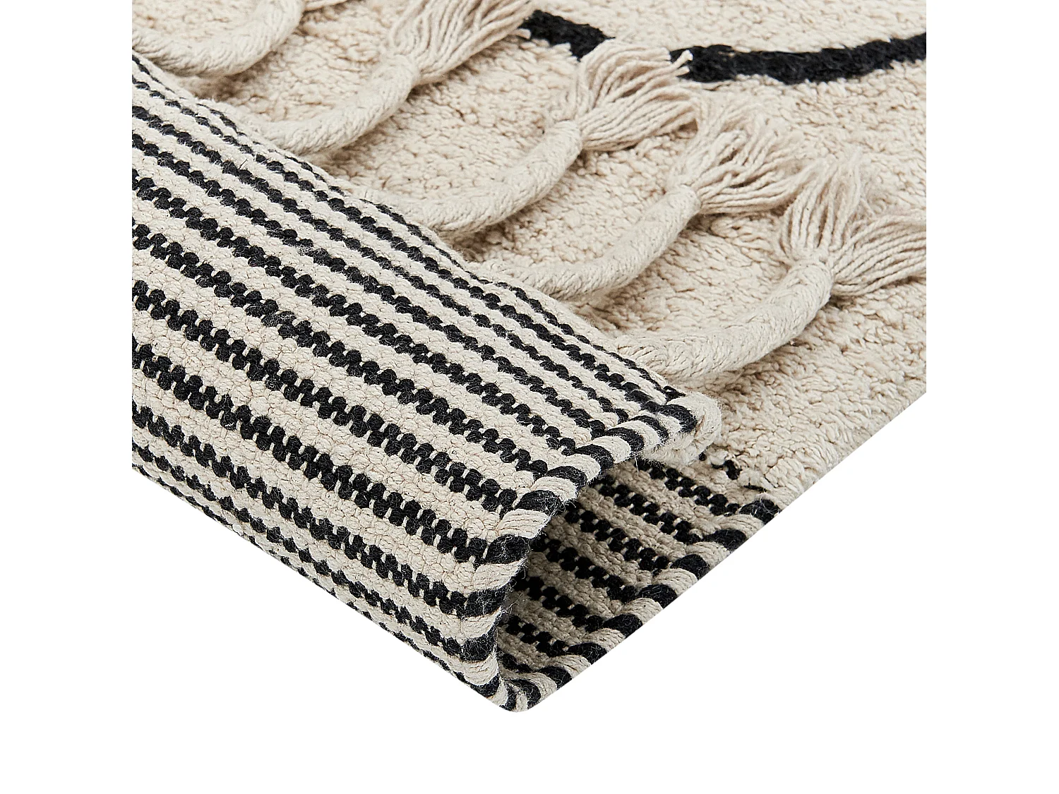 Tappeto cotone beige e nero 160 x 230 cm DOKUZ