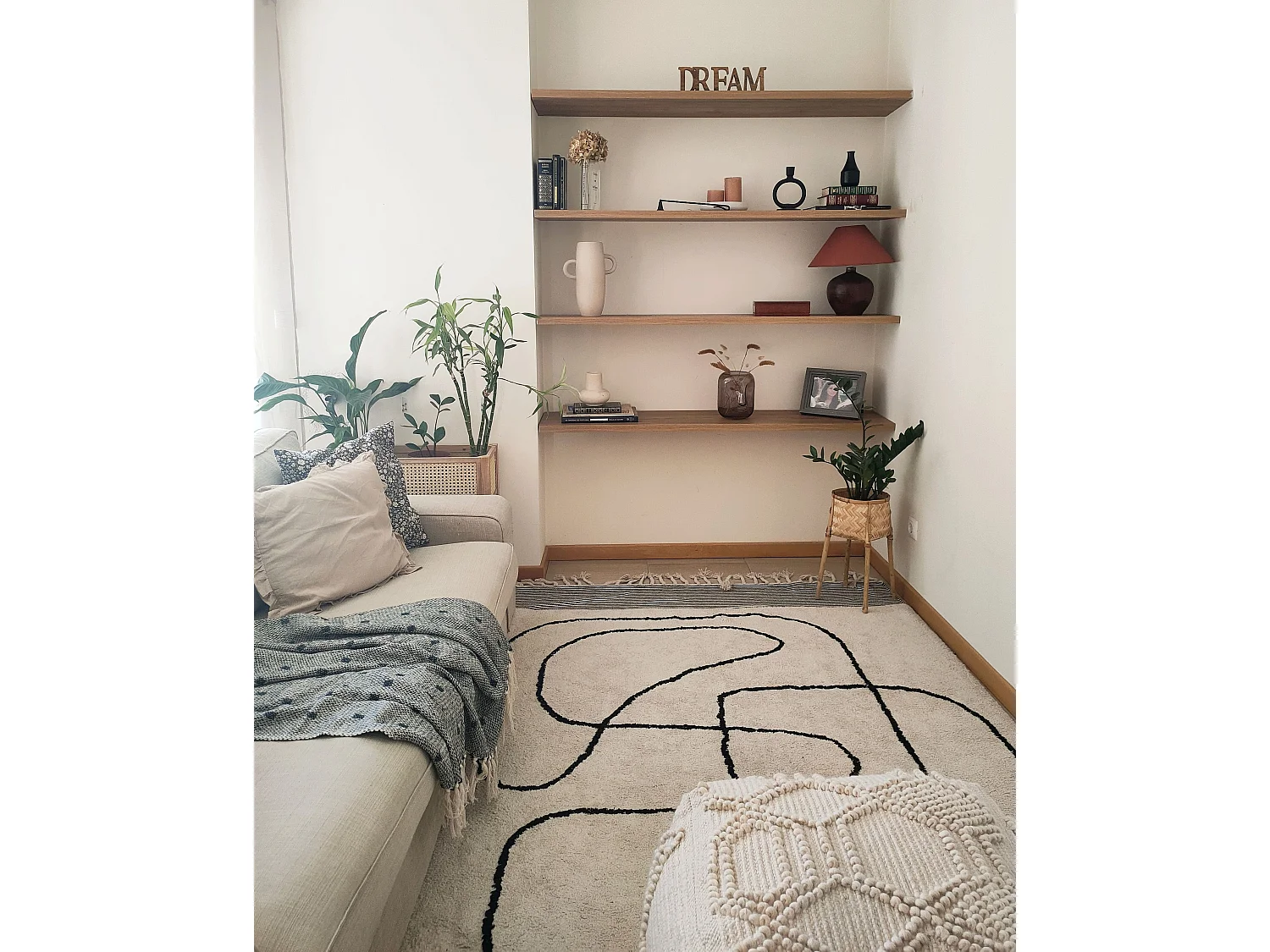 Vloerkleed katoen beige/zwart 160 x 230 cm DOKUZ