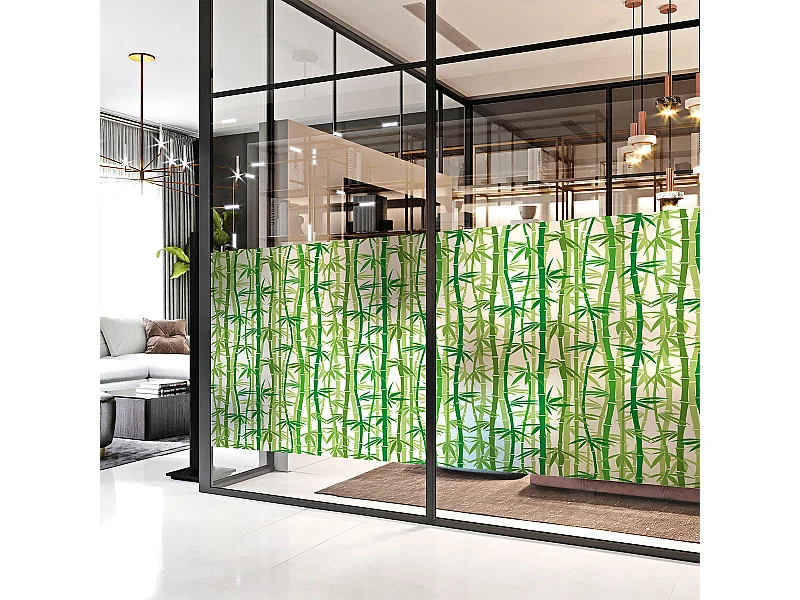 Adhésif Film Fenêtre Anti Regard Occultant - BAMBOUS - Stickers Autocollant Brise-Vue pour Vitres & Porte de Douche - 40x100cm