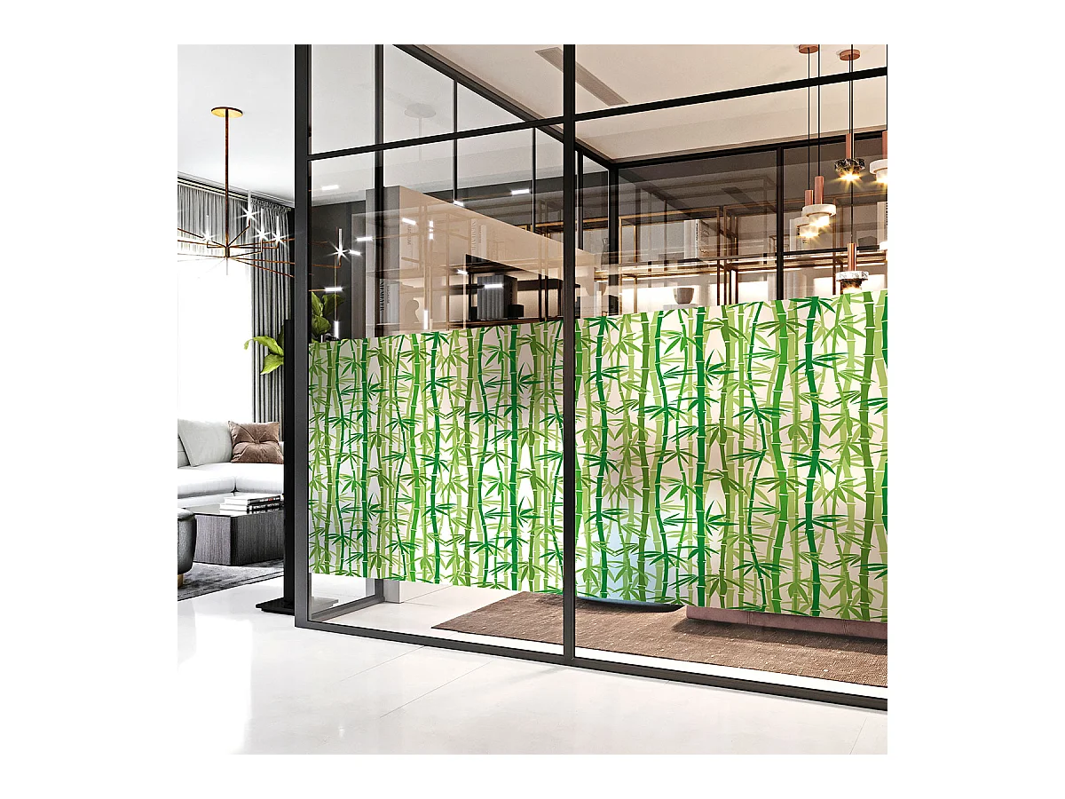 Adhésif Film Fenêtre Anti Regard Occultant - BAMBOUS - Stickers Autocollant Brise-Vue pour Vitres & Porte de Douche - 40x100cm