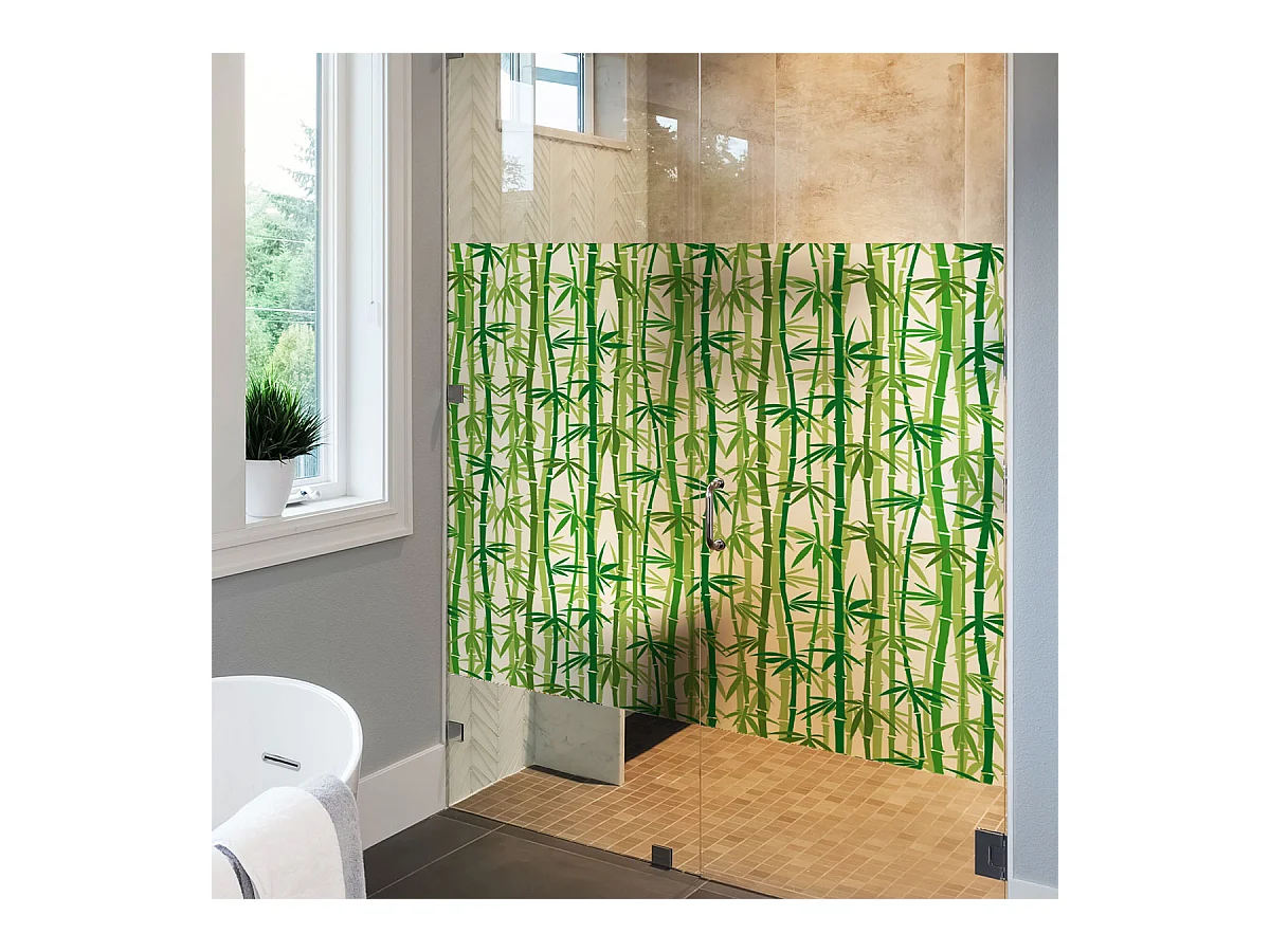 Adhésif Film Fenêtre Anti Regard Occultant - BAMBOUS - Stickers Autocollant Brise-Vue pour Vitres & Porte de Douche - 40x100cm