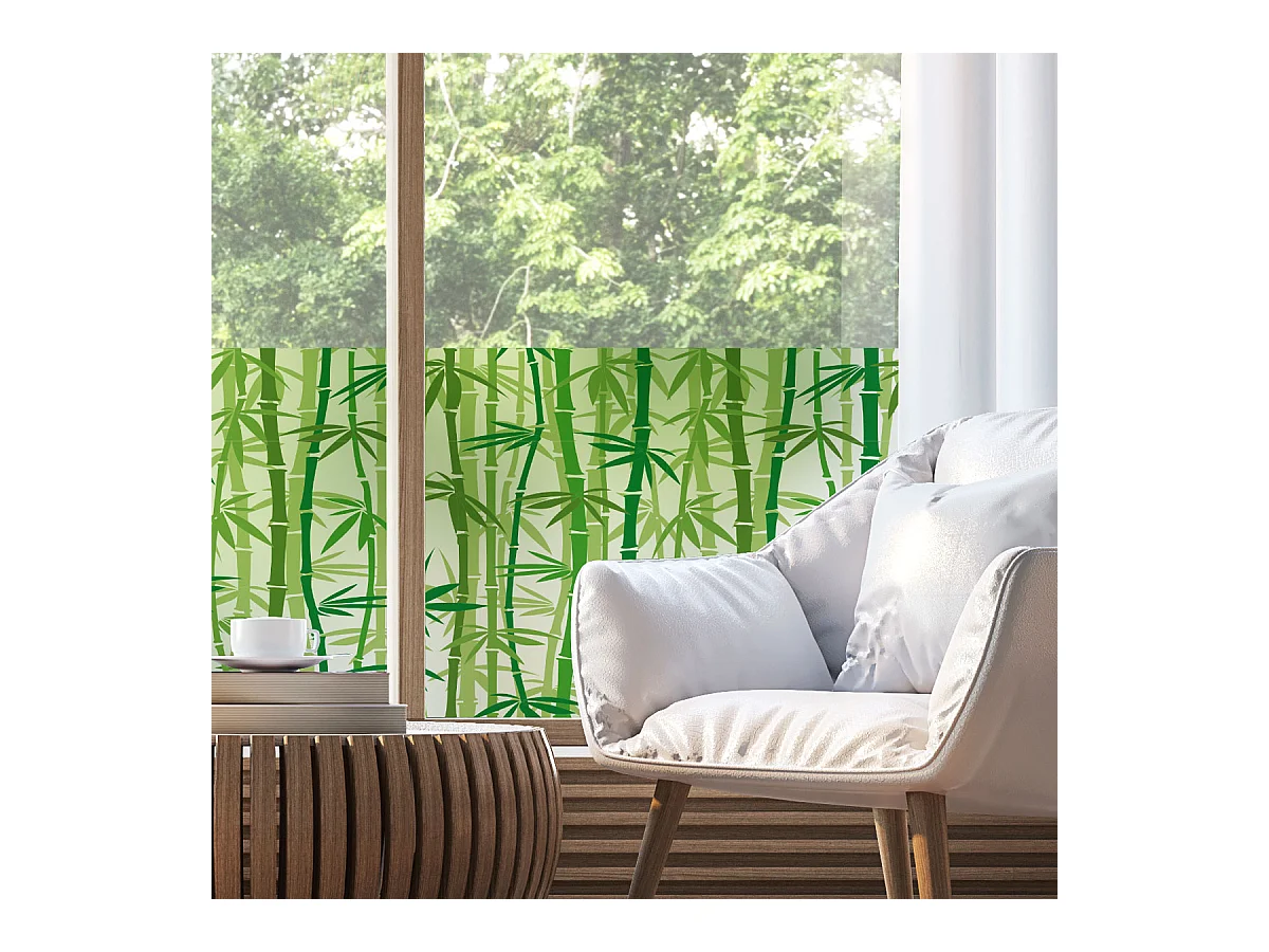 Adhésif Film Fenêtre Anti Regard Occultant - BAMBOUS - Stickers Autocollant Brise-Vue pour Vitres & Porte de Douche - 40x100cm