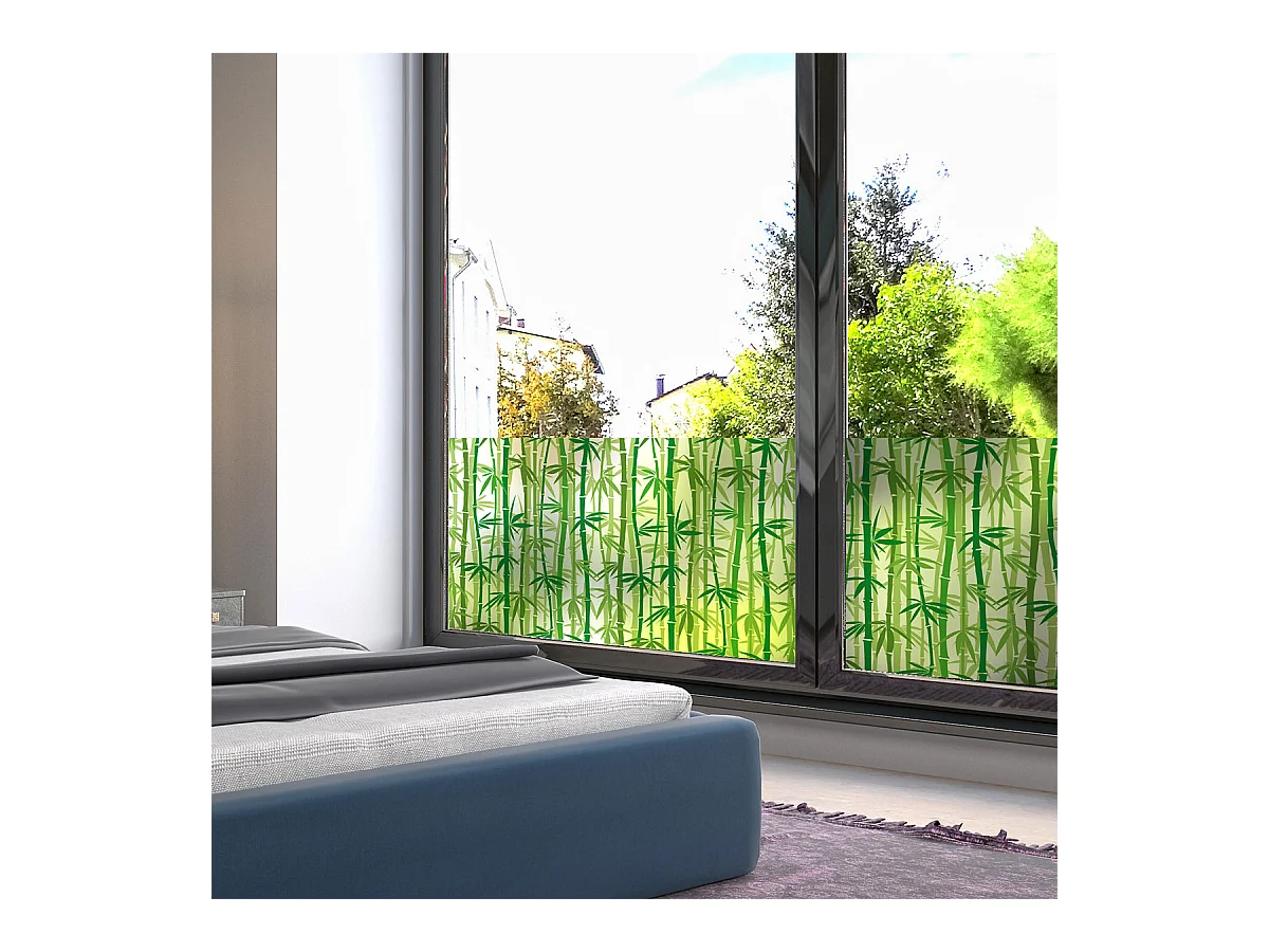 Adhésif Film Fenêtre Anti Regard Occultant - BAMBOUS - Stickers Autocollant Brise-Vue pour Vitres & Porte de Douche - 40x100cm