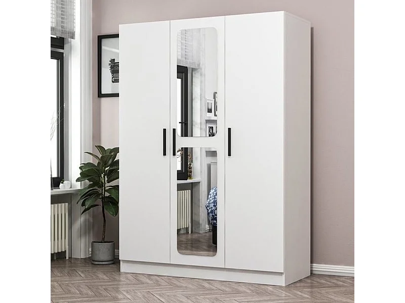 Armoire KALE blanc avec miroir 135x52x190 cm
