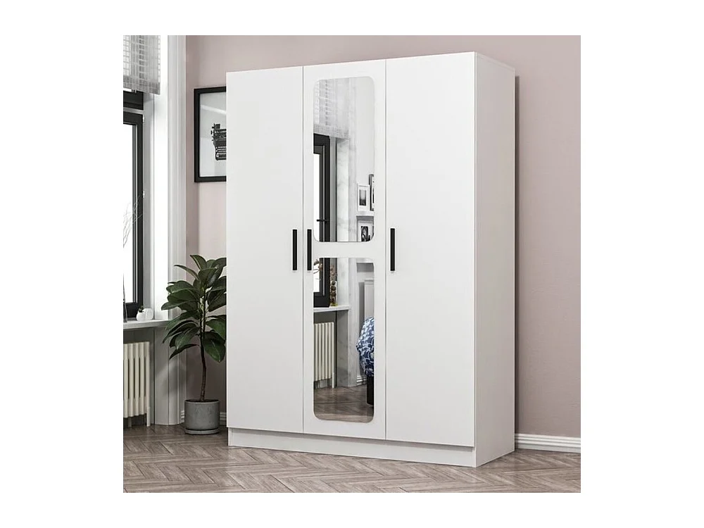 Armoire KALE blanc avec miroir 135x52x190 cm