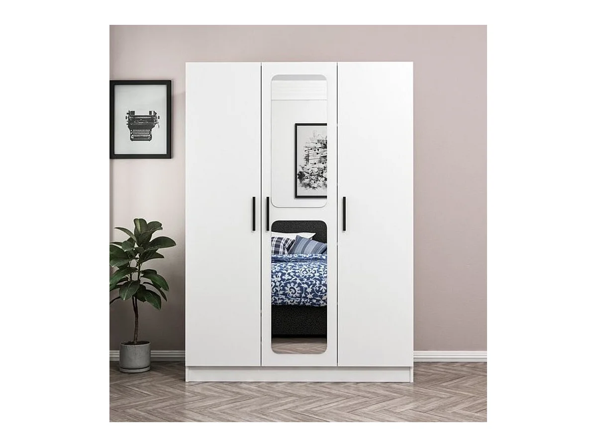 Armoire KALE blanc avec miroir 135x52x190 cm