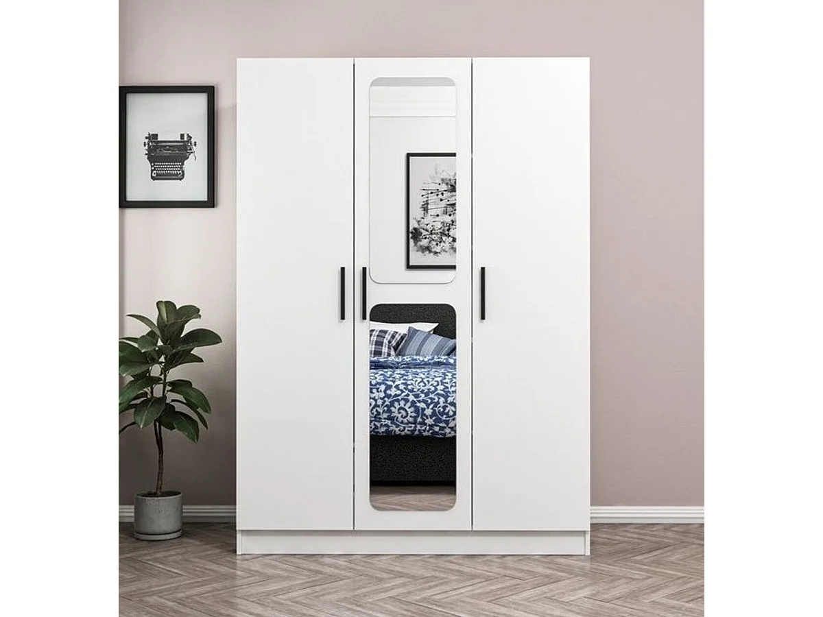 Armoire KALE blanc avec miroir 135x52x190 cm