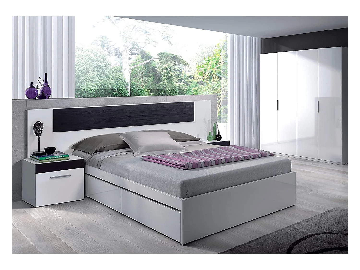 Armario Max 4 puertas abatibles blanco brillo 200x180x52 cm