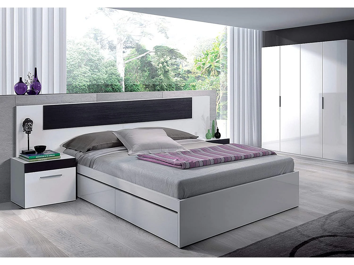 Armario Max 4 puertas abatibles blanco brillo 200x180x52 cm