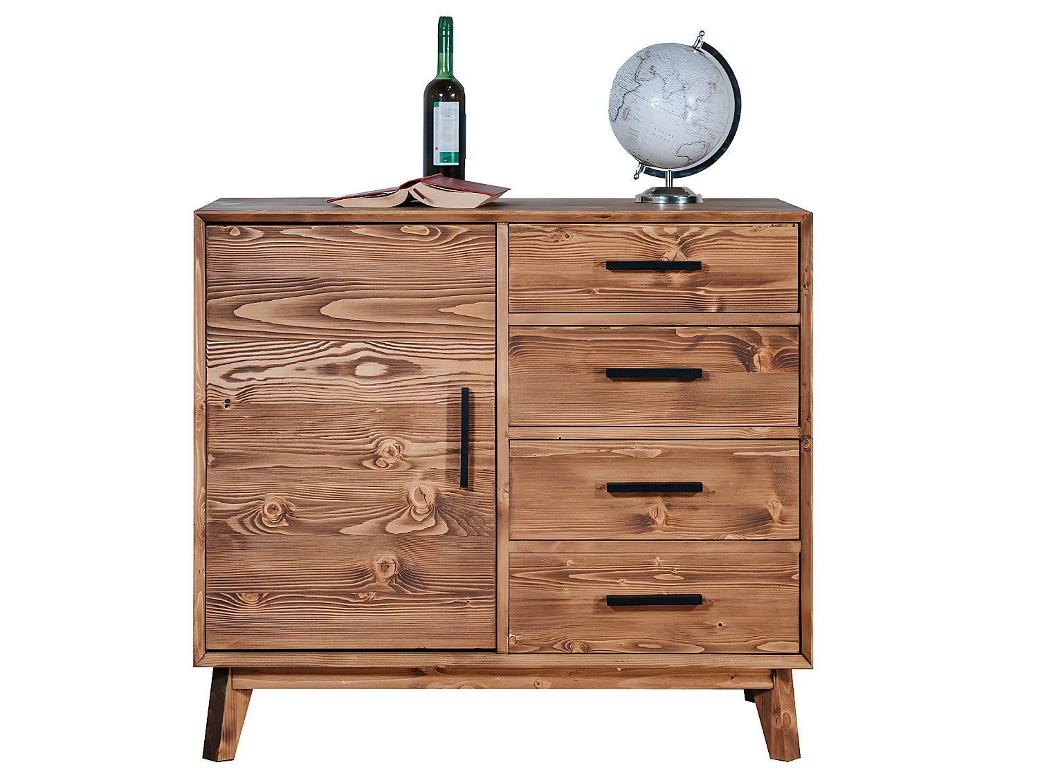 Nostalgie 1-deurs 4-lade laag dressoir - Hout