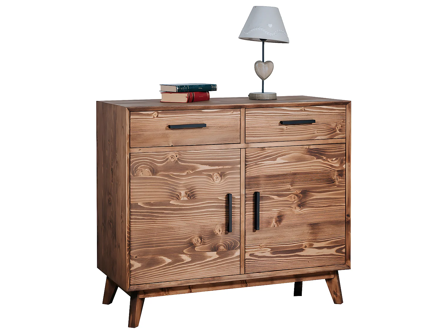 Nostalgie 2-deurs 2-lade laag dressoir - Hout