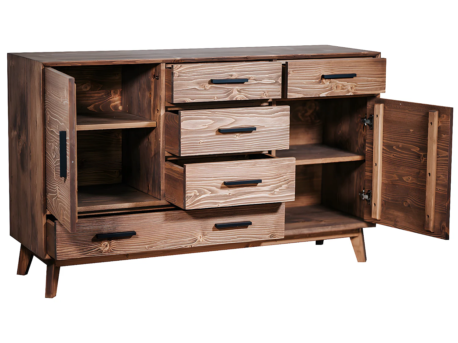 Nostalgie 2-deurs 5-lade laag dressoir - Hout