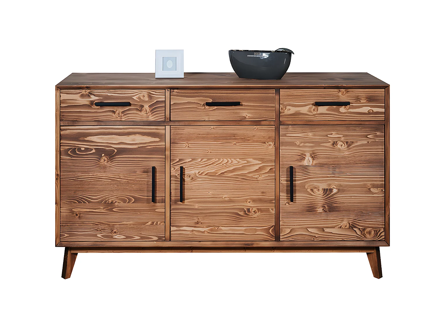 Nostalgie 3-deurs 3-lade laag dressoir - Hout