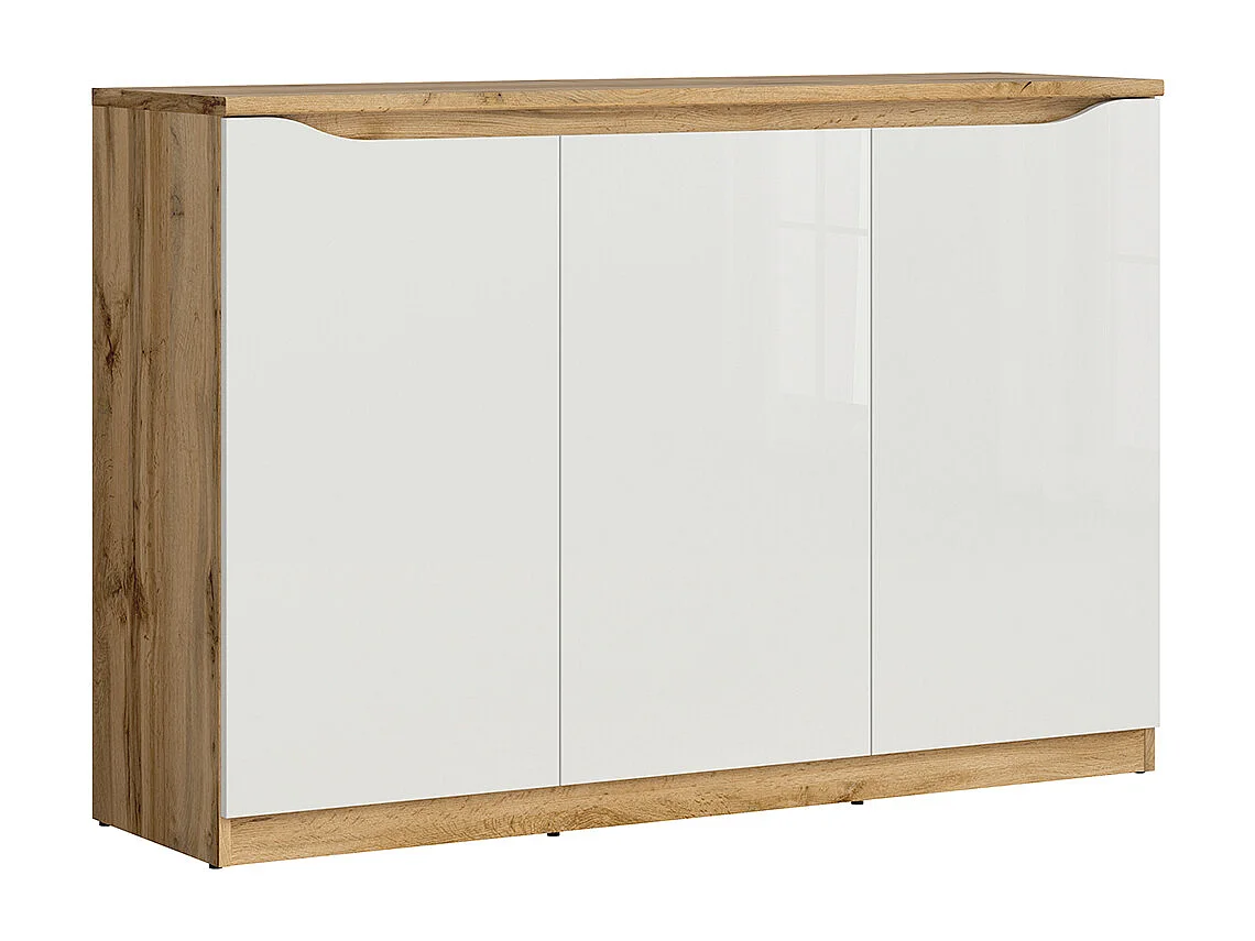 3-türiges Sideboard June Weiß und Holz