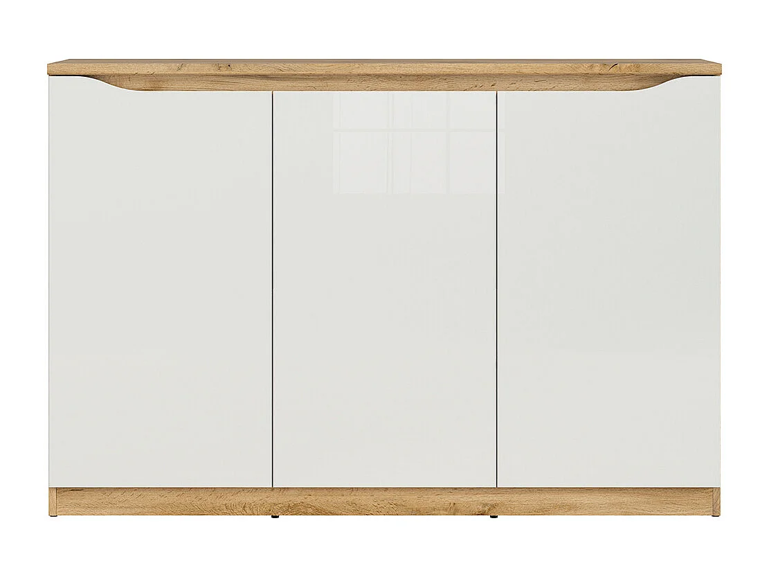 3-türiges Sideboard June Weiß und Holz