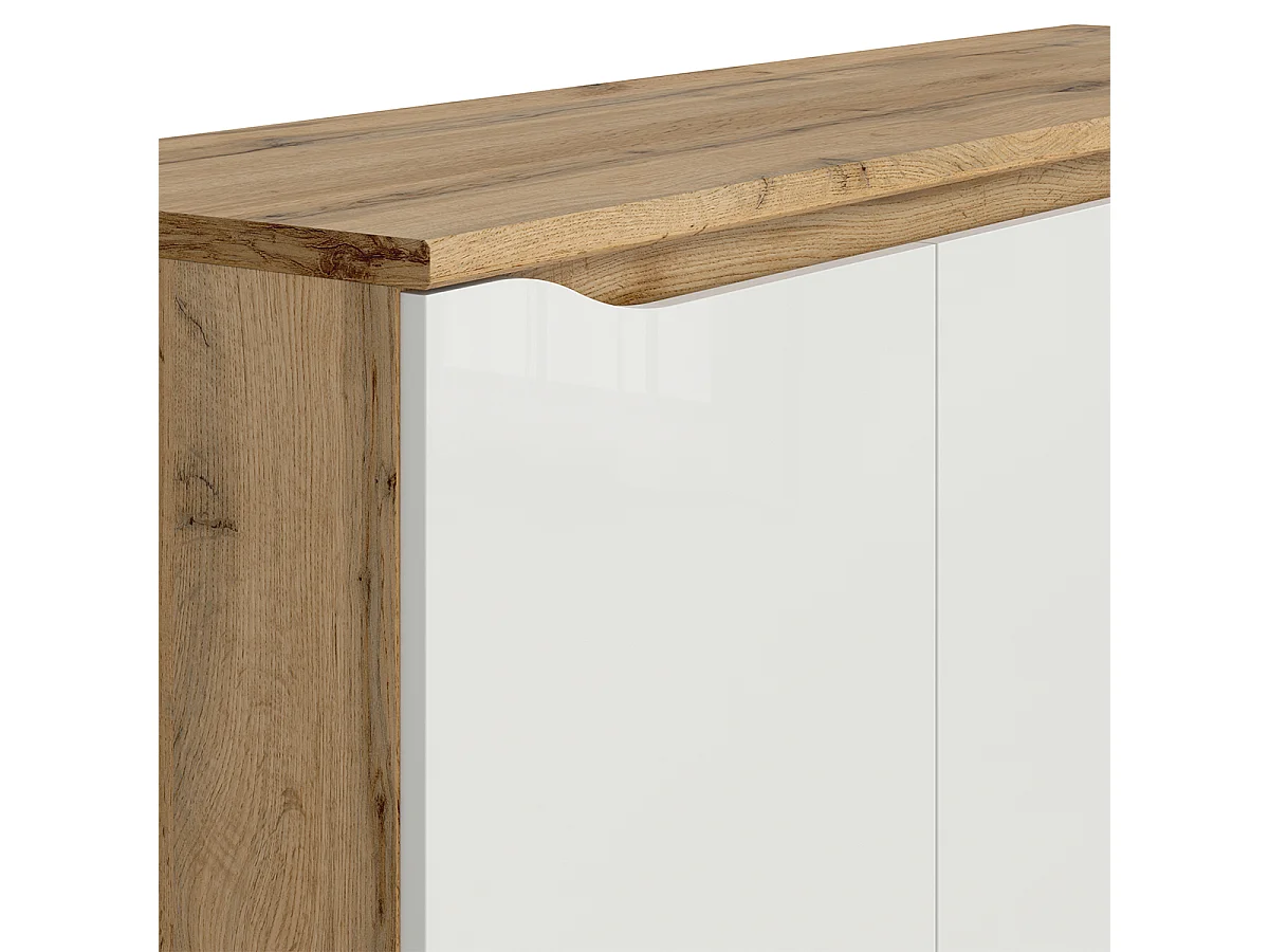 3-türiges Sideboard June Weiß und Holz