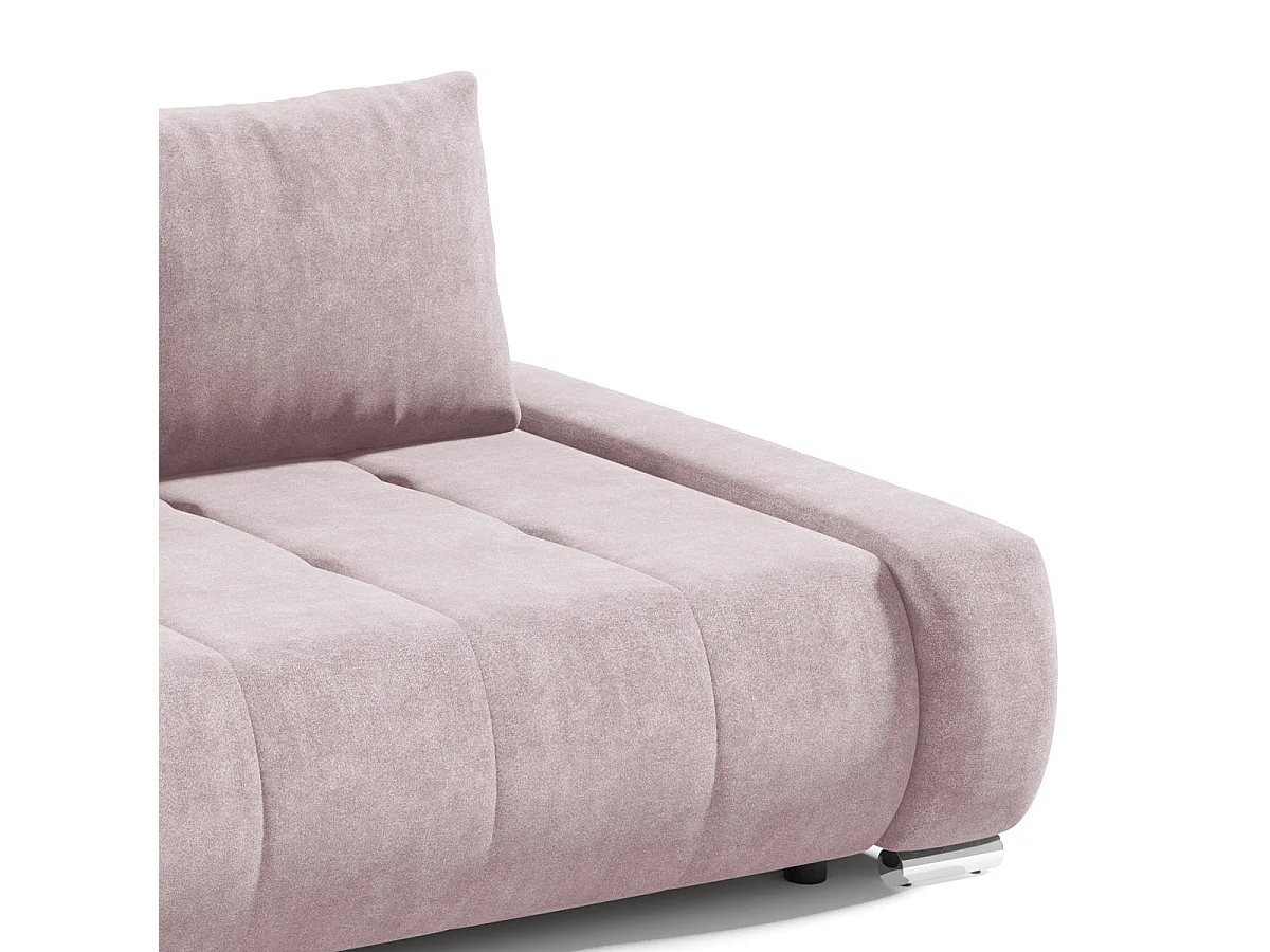 Canapé convertible 3 places avec coffre en tissu rose JONAS