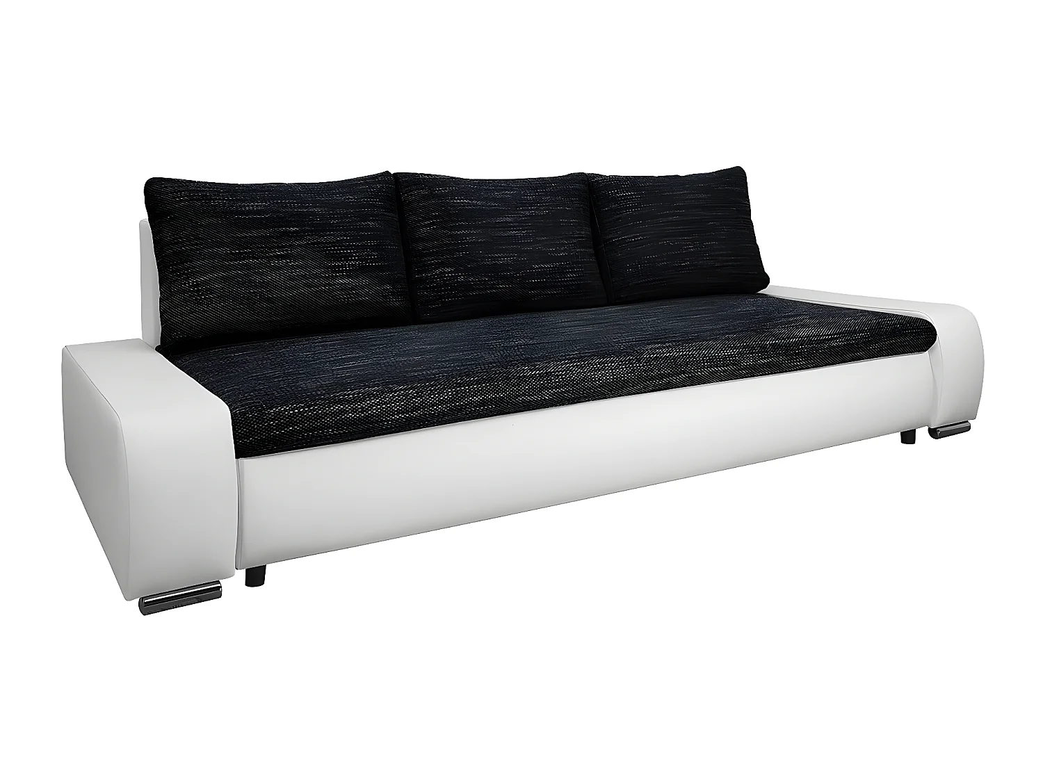 Canapé convertible 3 places avec coffre Joakim Noir et Blanc