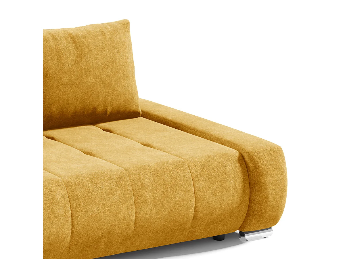 Canapé convertible 3 places avec coffre en tissu jaune JONAS