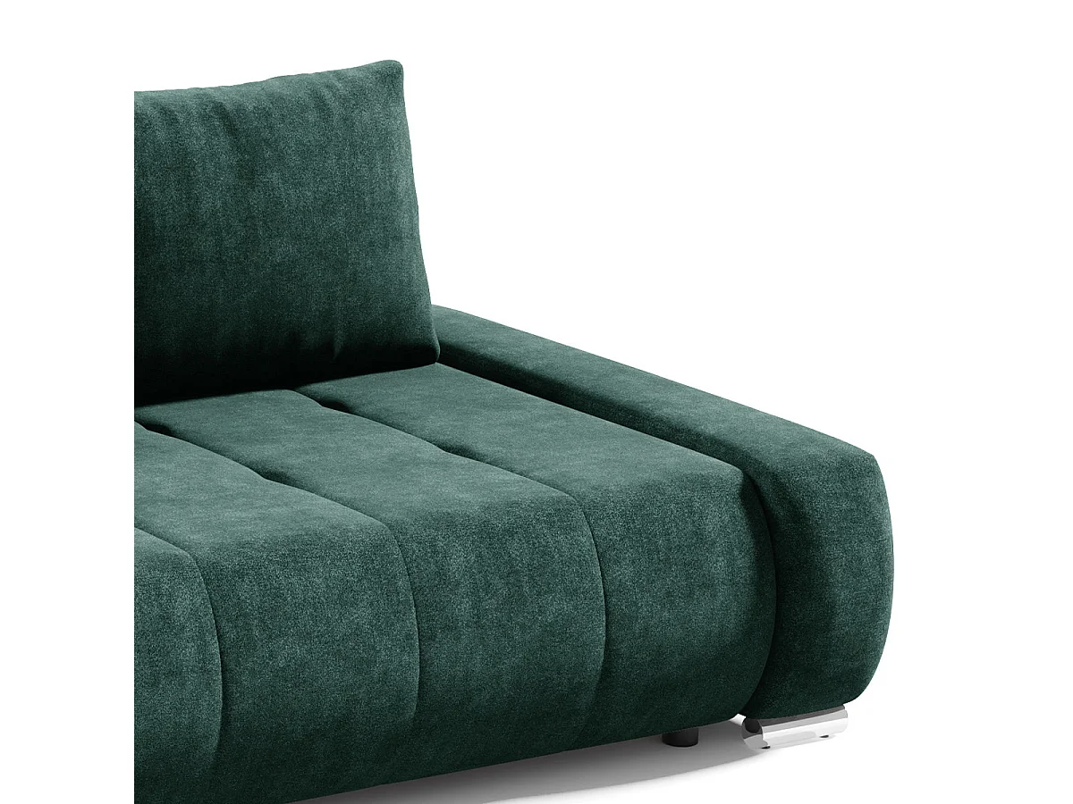 Canapé convertible 3 places avec coffre en tissu vert JONAS