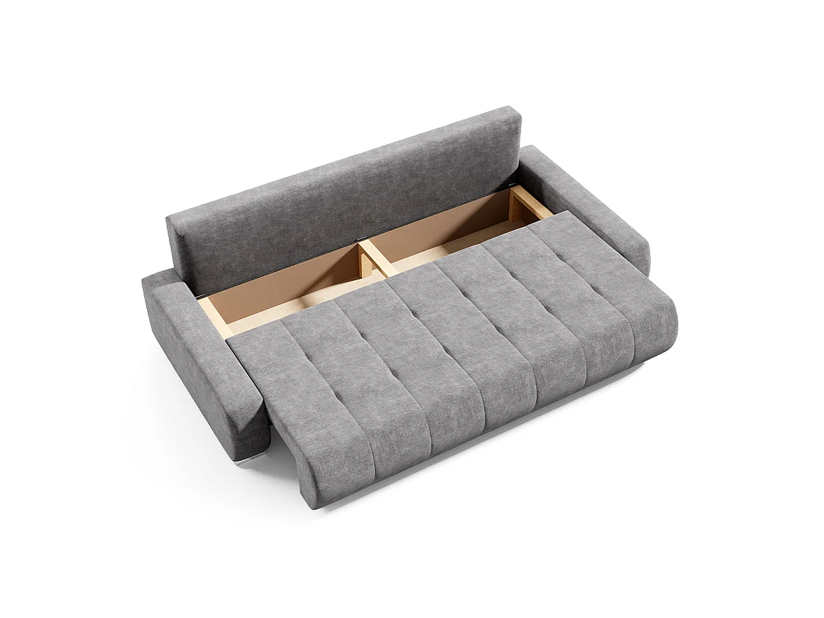 Canapé convertible 3 places avec coffre en tissu bleu nuit JONAS